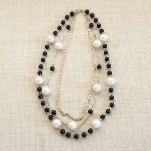3 Layer Silver Beaded Necklace